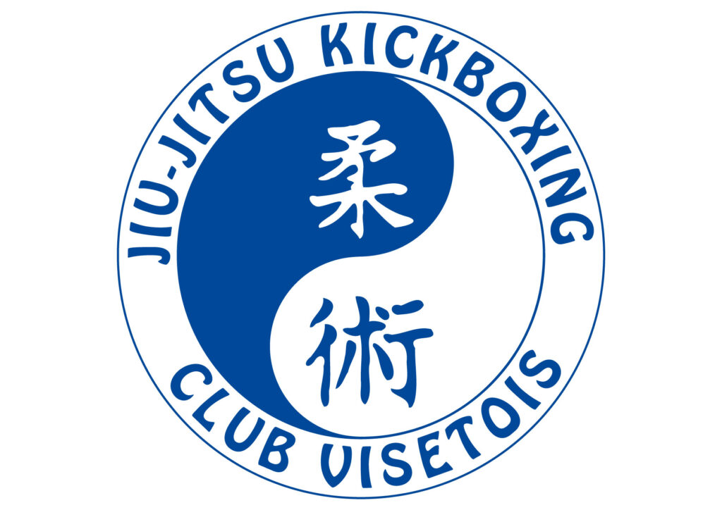 Logo JJKBCV, ying, yang, bleu et blanc, fond blanc